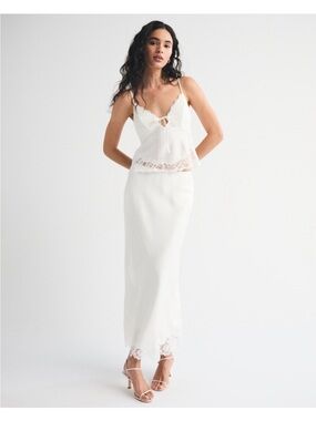 NWT Abercrombie & Fitch White Lace Slip Tank